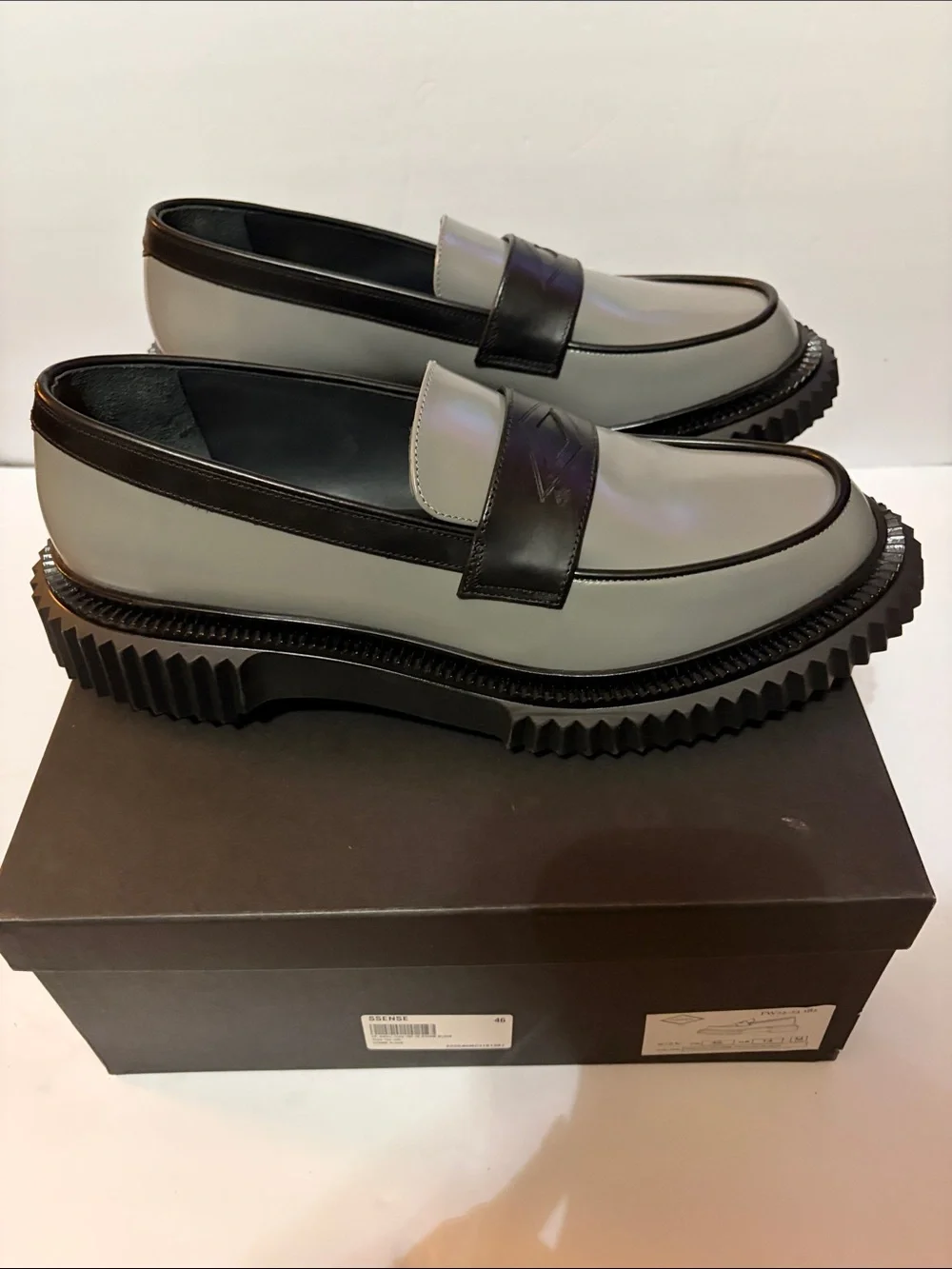 Adieu Paris Men's Grey and Black SSENSE in Storm Black - Modern Slip-On Size 14